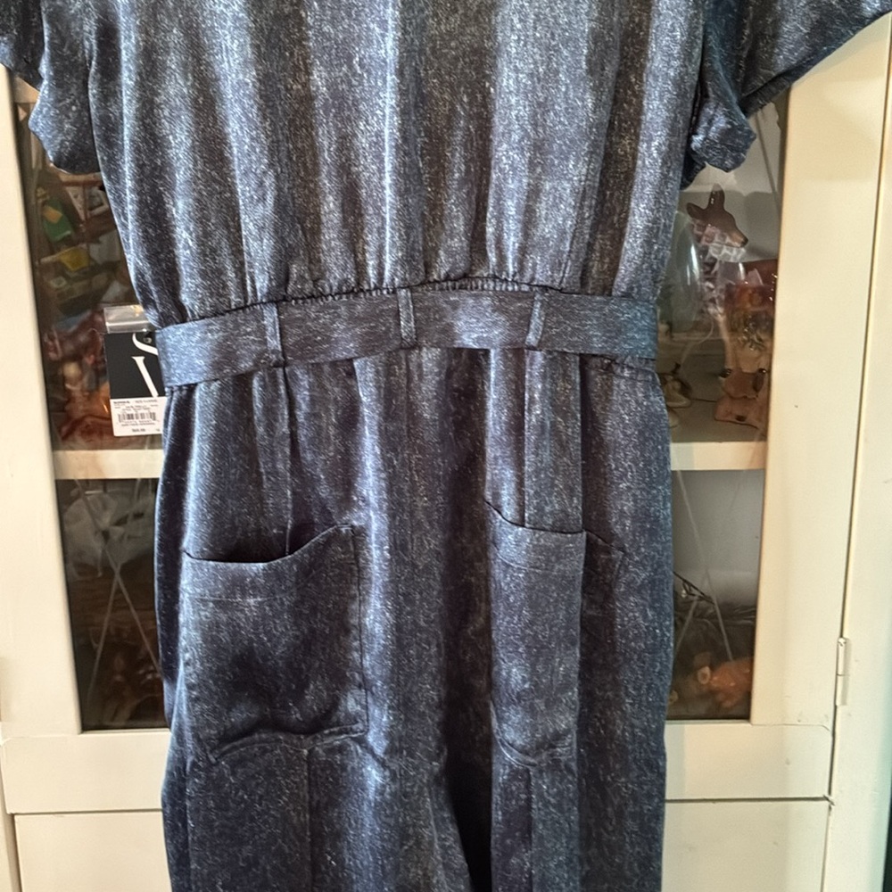 Simply Vera Vera Wang sz XL Cropped Romper Jumpsuit nwt Satiny Denim Look - Picture 10 of 12